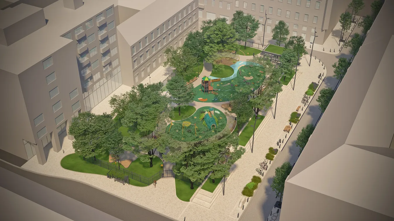 Zöldtető és függőleges zöld felületek: Klímatudatos közpark épül a belvárosban