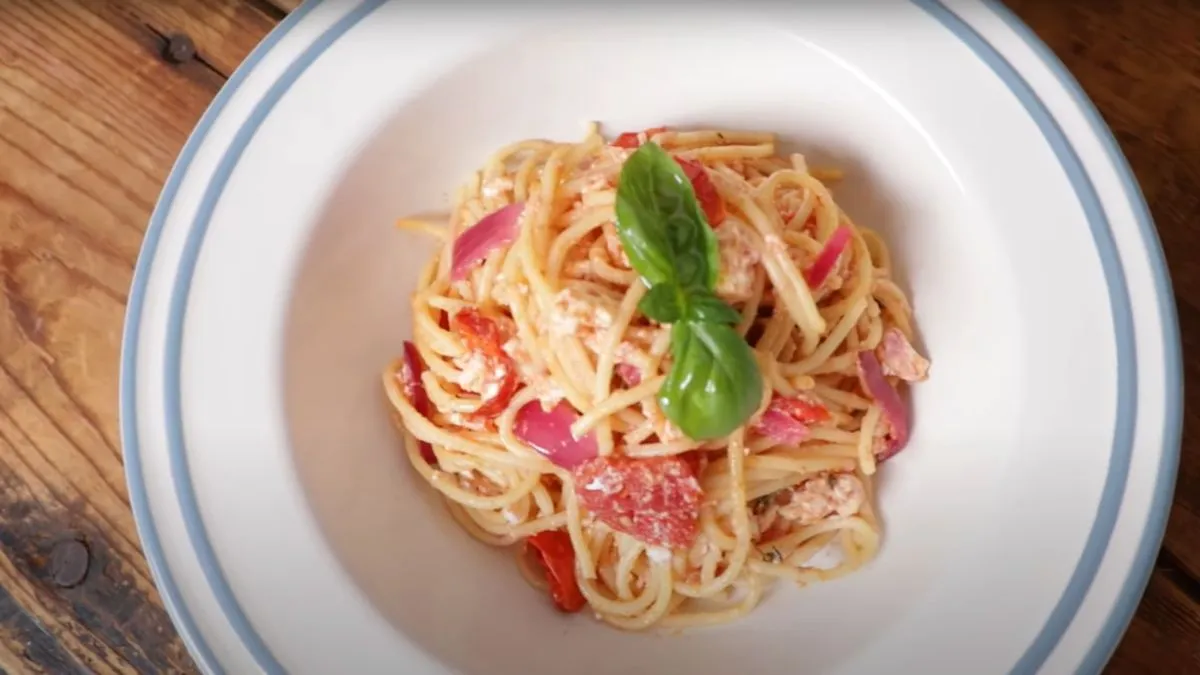 sült fetás spagetti, Mindmegette.hu