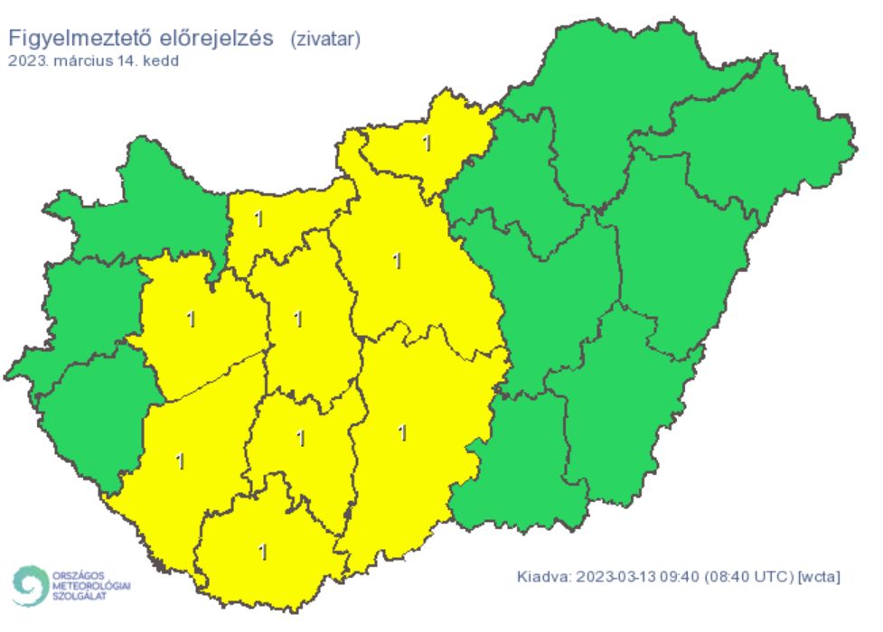 Zivatar figyelmeztetés riasztás