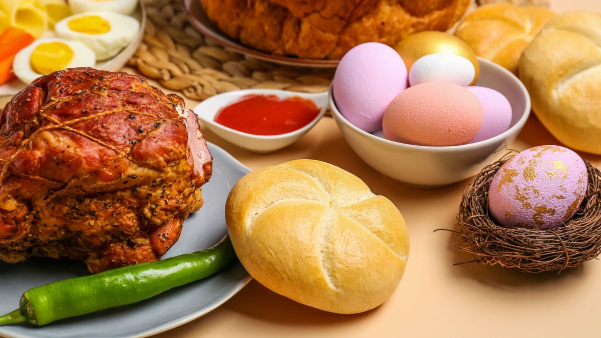 húsvét, étel, sonka, tojás, Shuttrstock illusztráció