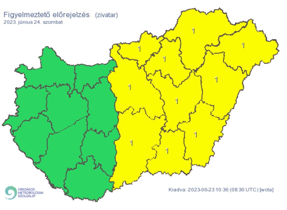 Időjárás eső figyelmeztetés