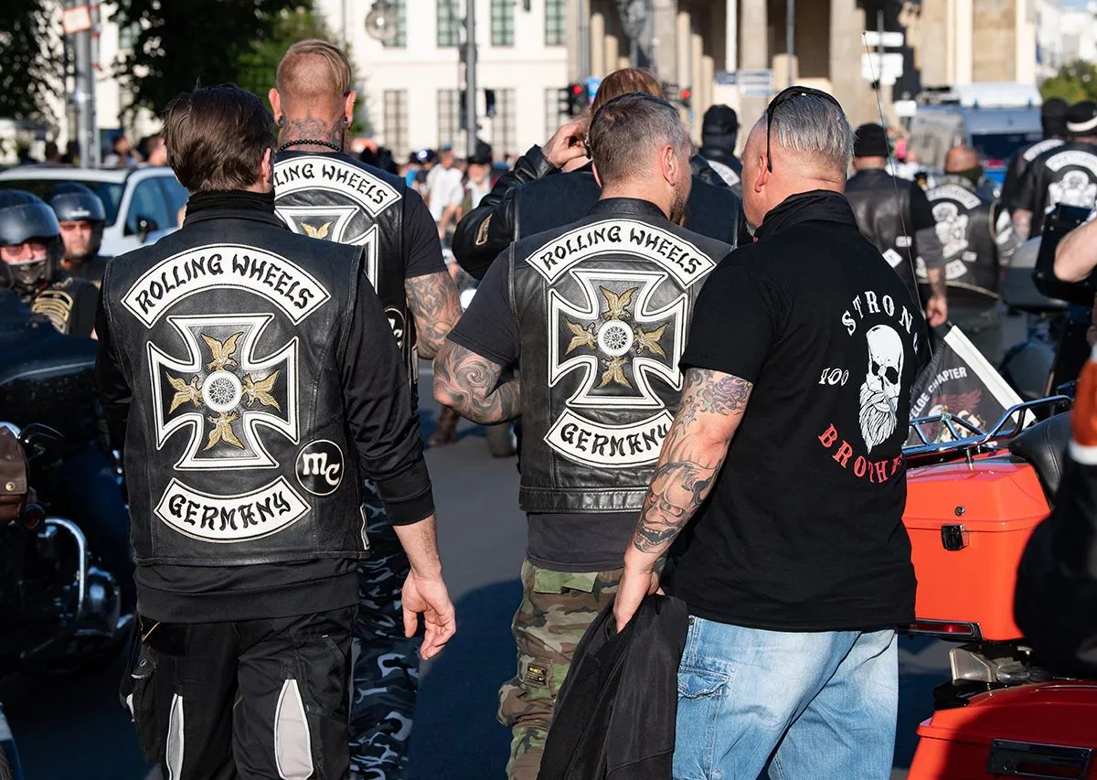 Demonstration of the rocker gang Hells Angels