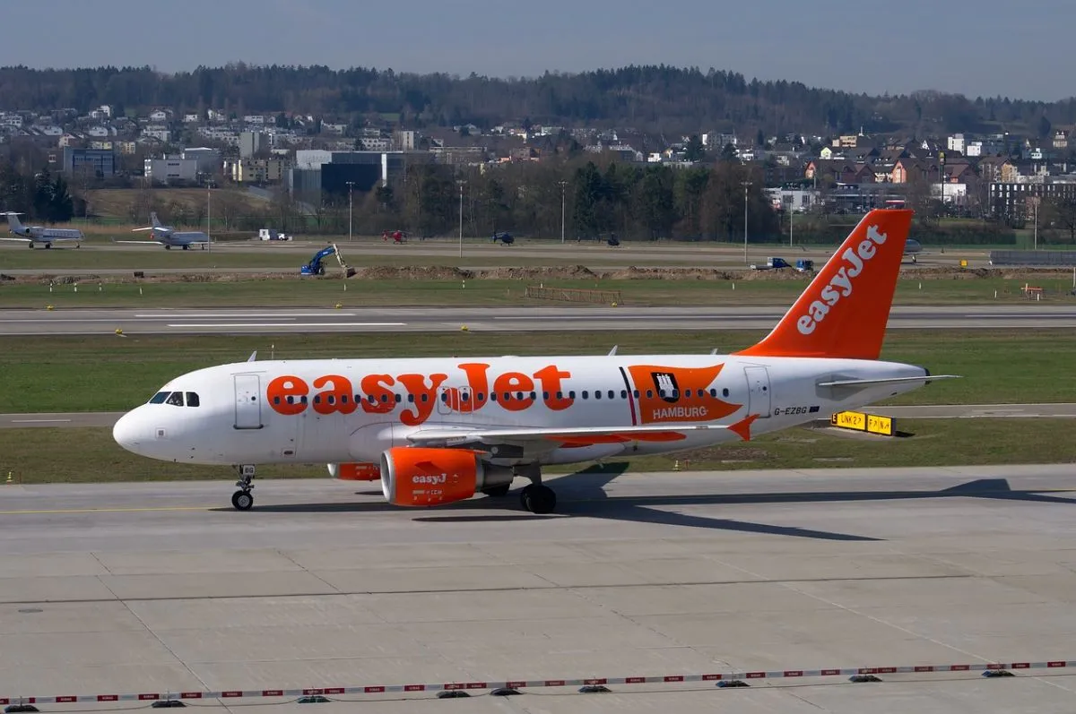 Easyjet repülőgép repülő járat sablon