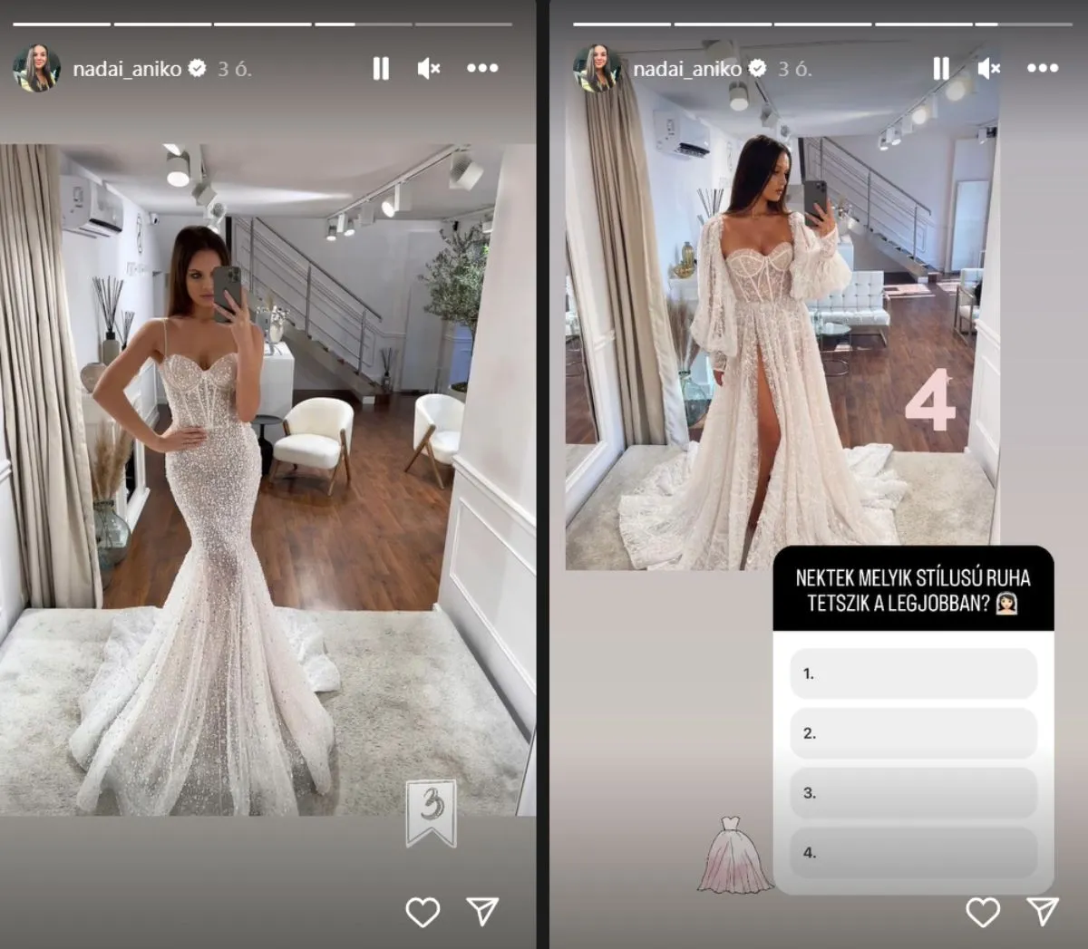 Náday Anikó esküvői ruhák, Insta-sztori