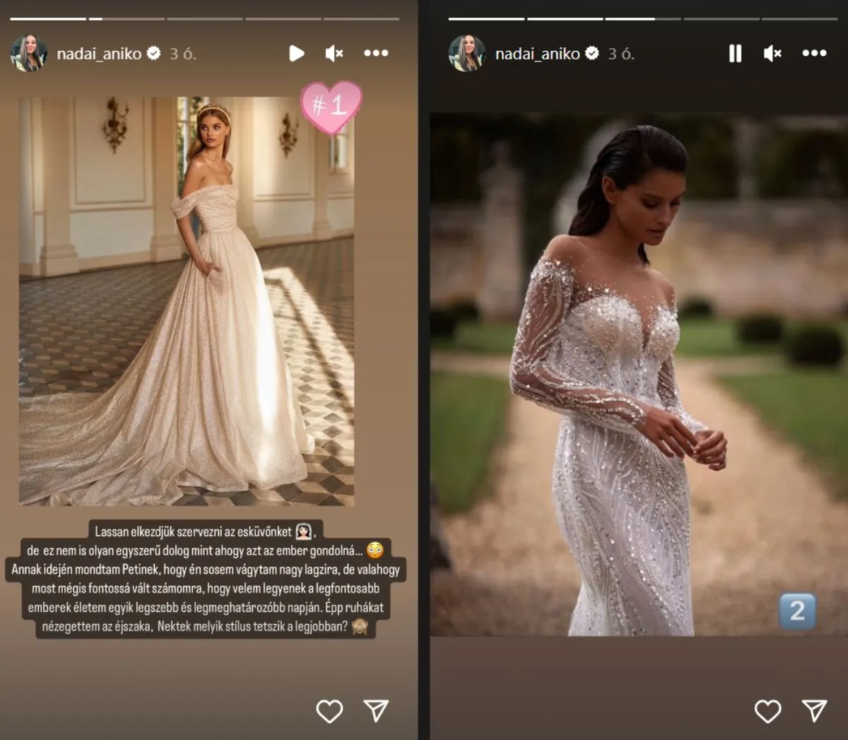 Náday Anikó esküvői ruhák, Insta-sztori