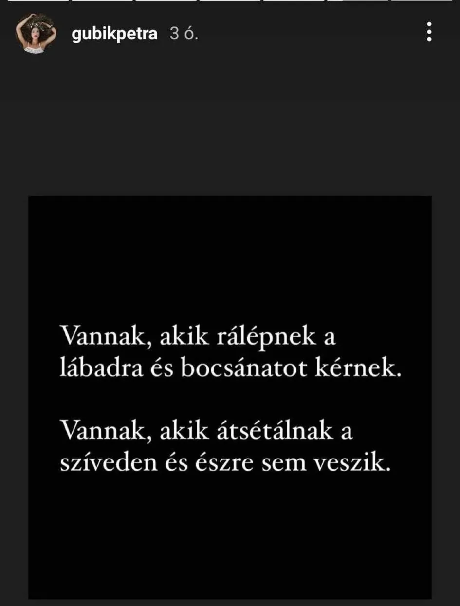 Gubik Petra üzenete exének