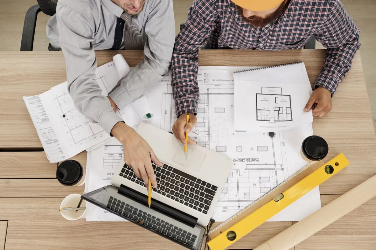 Civil engineers discussing work