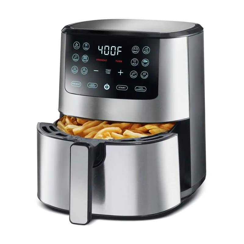 Open,Digital,Air,Fryer,Isolated.,Brushed,Stainless,Steel,Electric,Deep