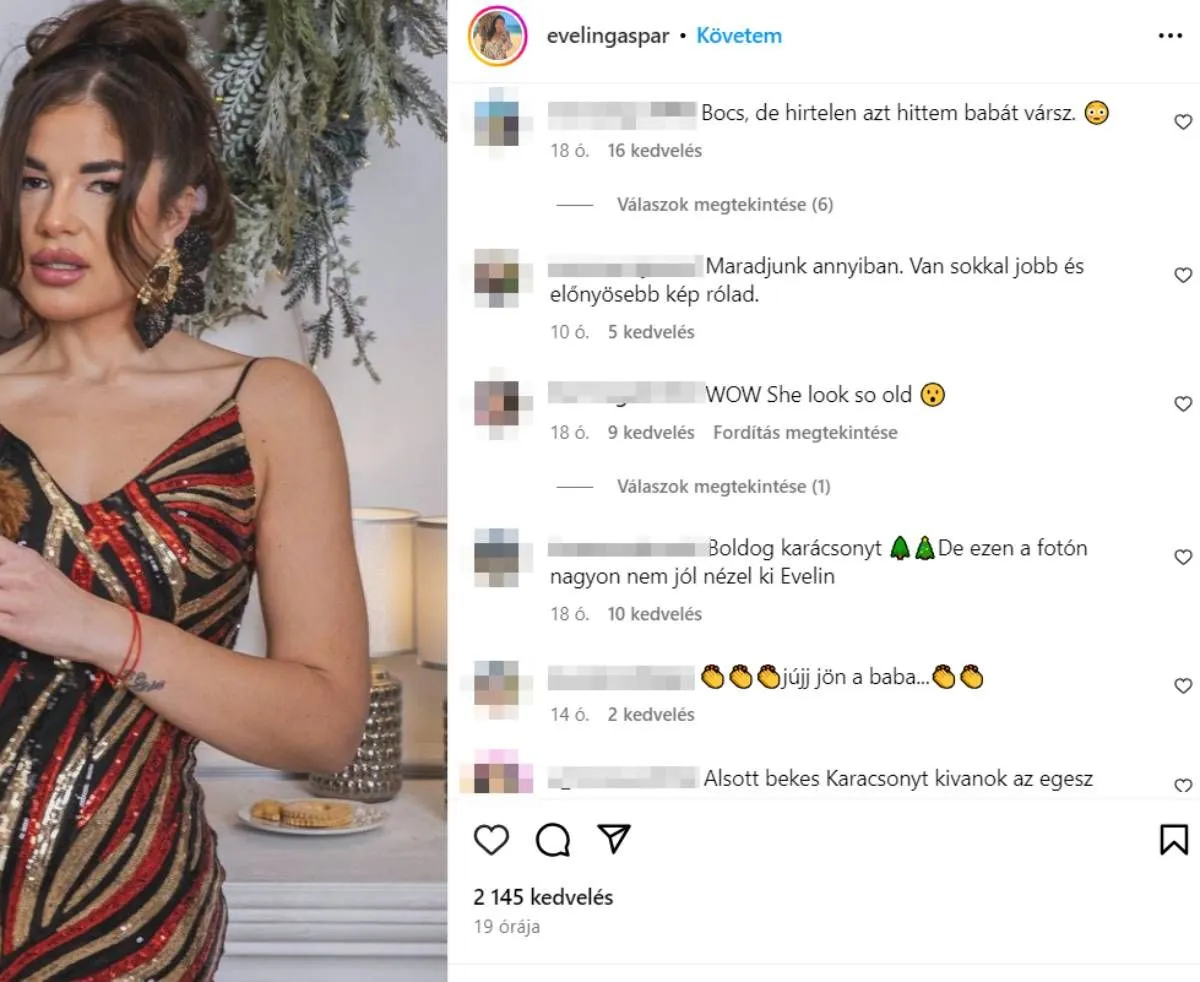 Gáspár Evelin Instagram-poszt, kommentek