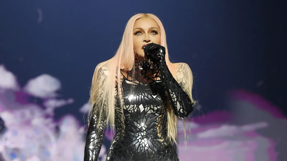 Madonna kicks off her world tour ''The Celebration Tour'' with her first concert in London..