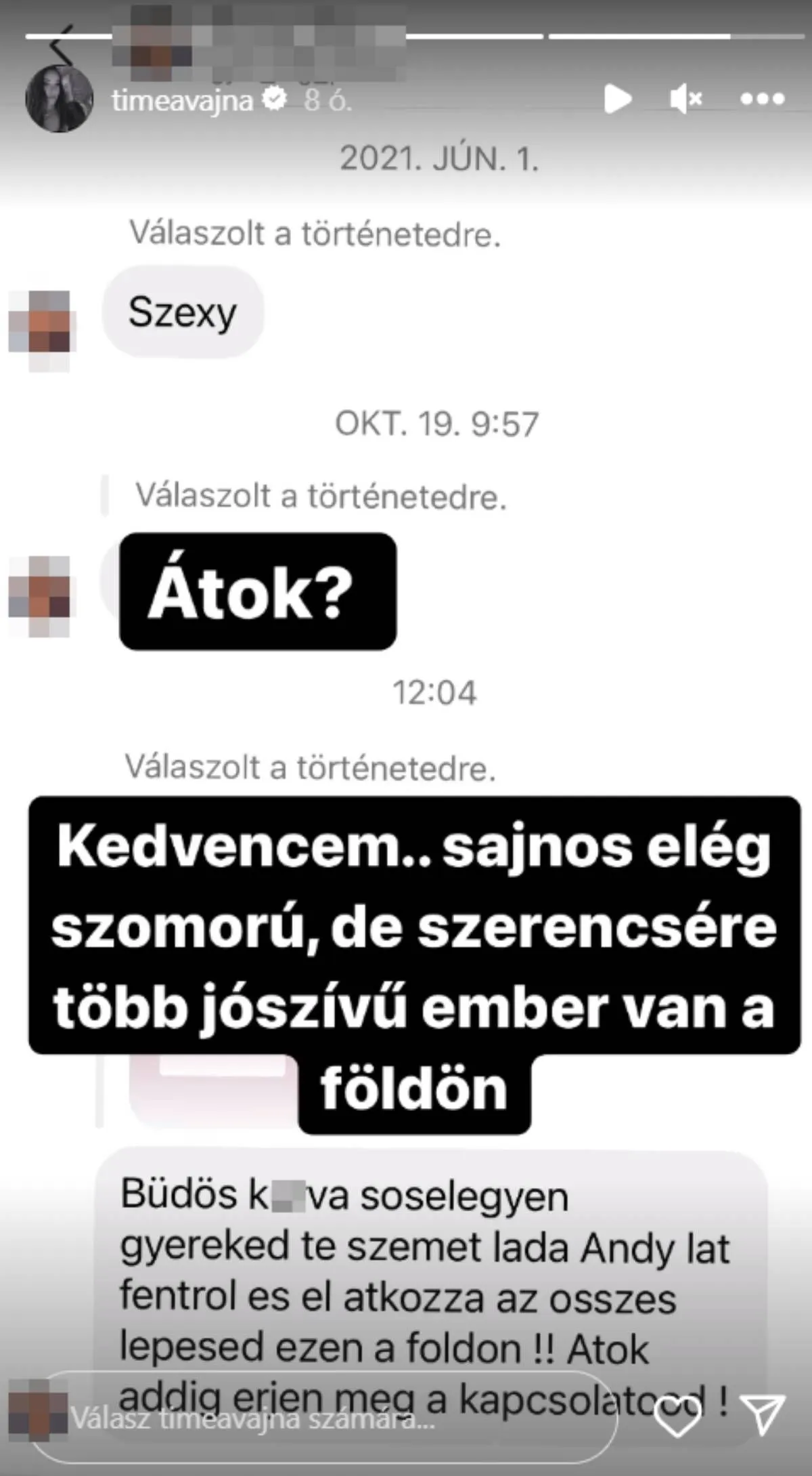 Vajna Tímea Instagram-sztori