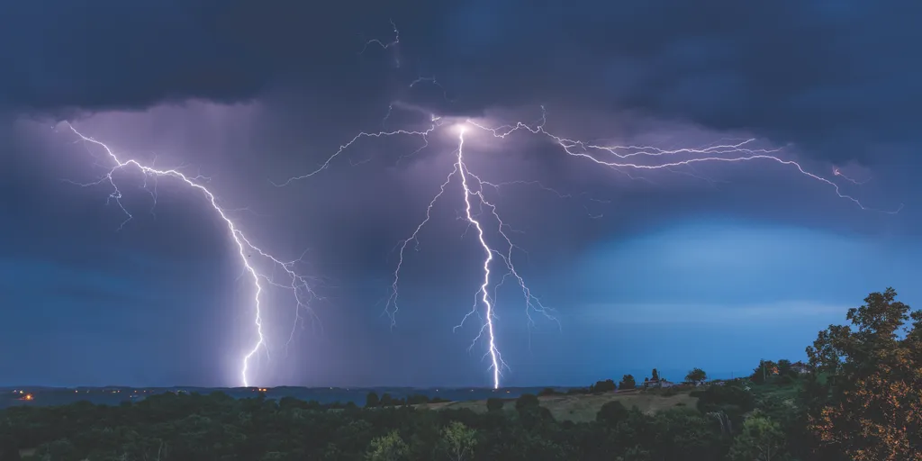 Lightning,Strikes,The,Ground,In,A,Summer,Storm,All,Over