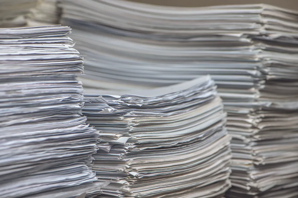 Bundles,Bales,Of,Paper,Documents.,Stacks,Packs,Pile,On,The
