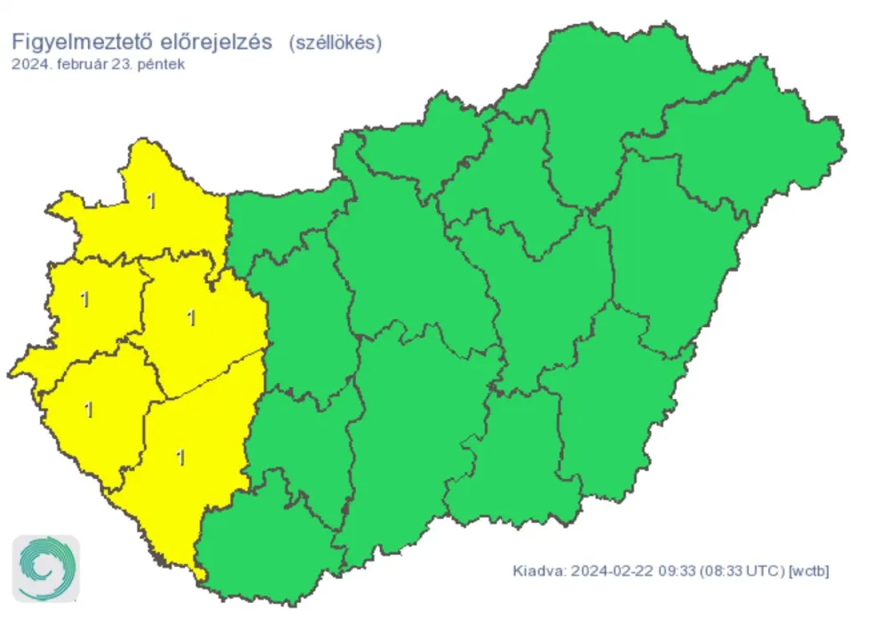 Időjárás riasztás széllökés vihar
