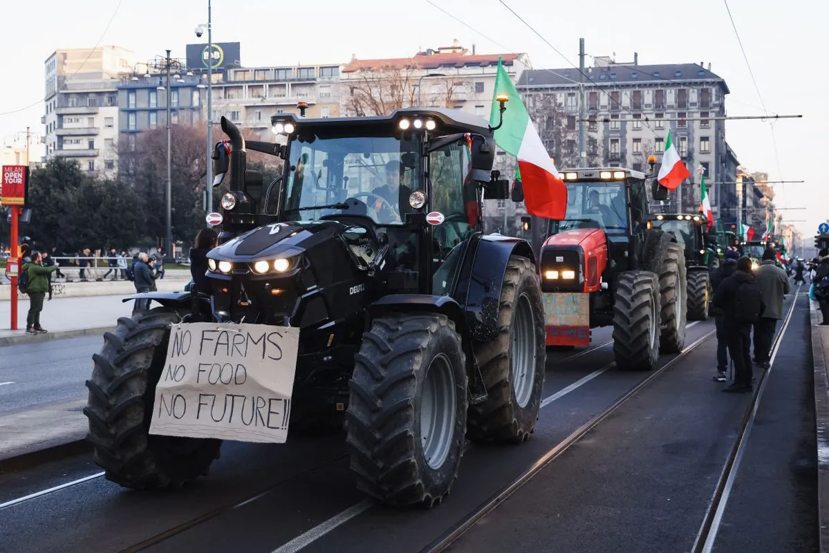 Farmers Protest With Tractors In Milan
