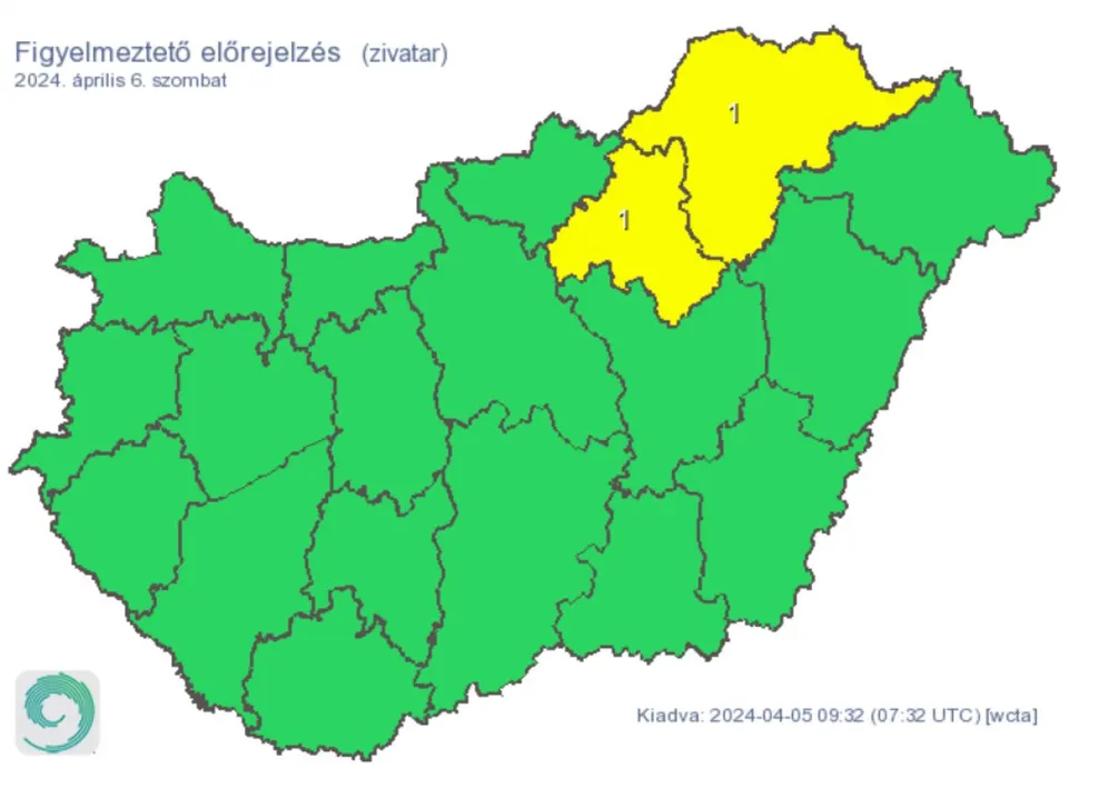Időjárás figyelmeztetés riasztás zivatar