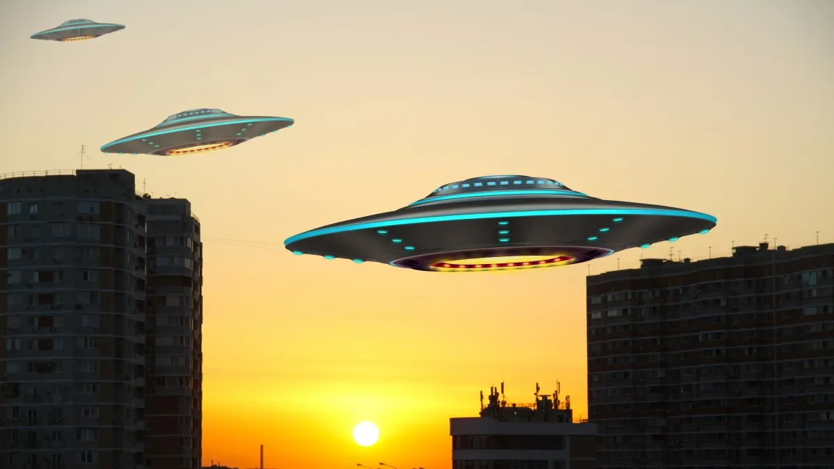A,Metal,And,Silver,Ufo,Invasion,Of,Planet,Earth,,A