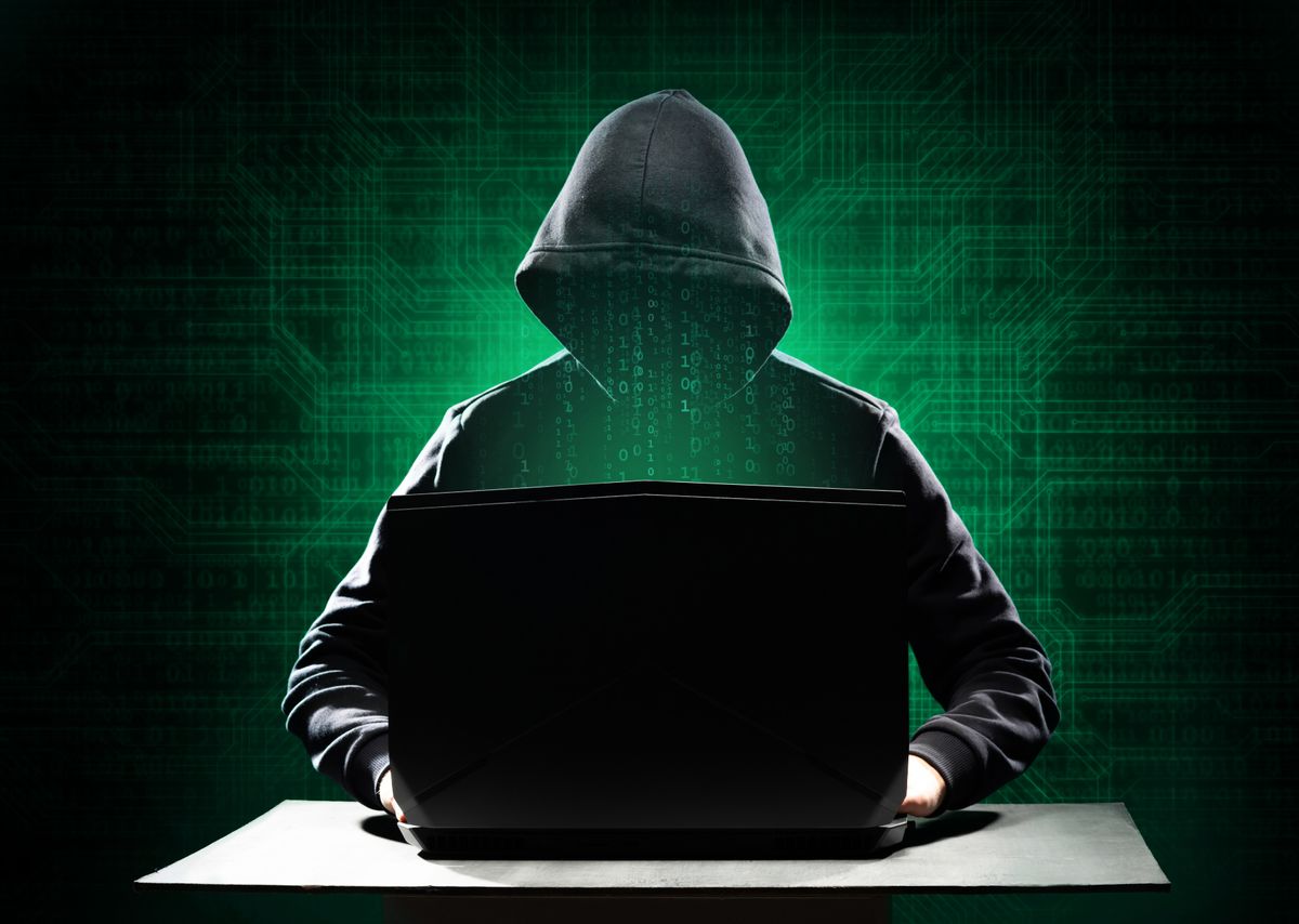 Computer,Hacker,In,Hoodie.,Obscured,Dark,Face.,Hacker,Attack,,Virus