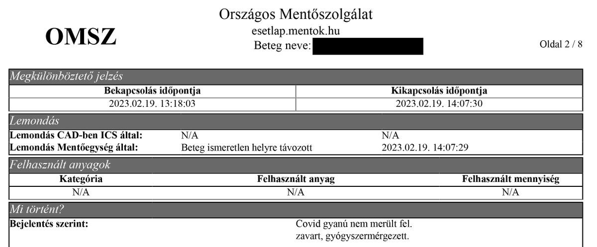 Magyar Péter, mentős jegyzőkönyv, Országos Mentőszolgálat