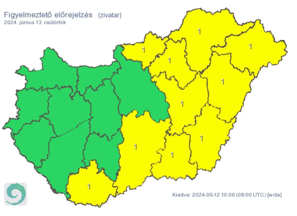 Időjárás előrejelzés figyelmeztetés eső zivatar