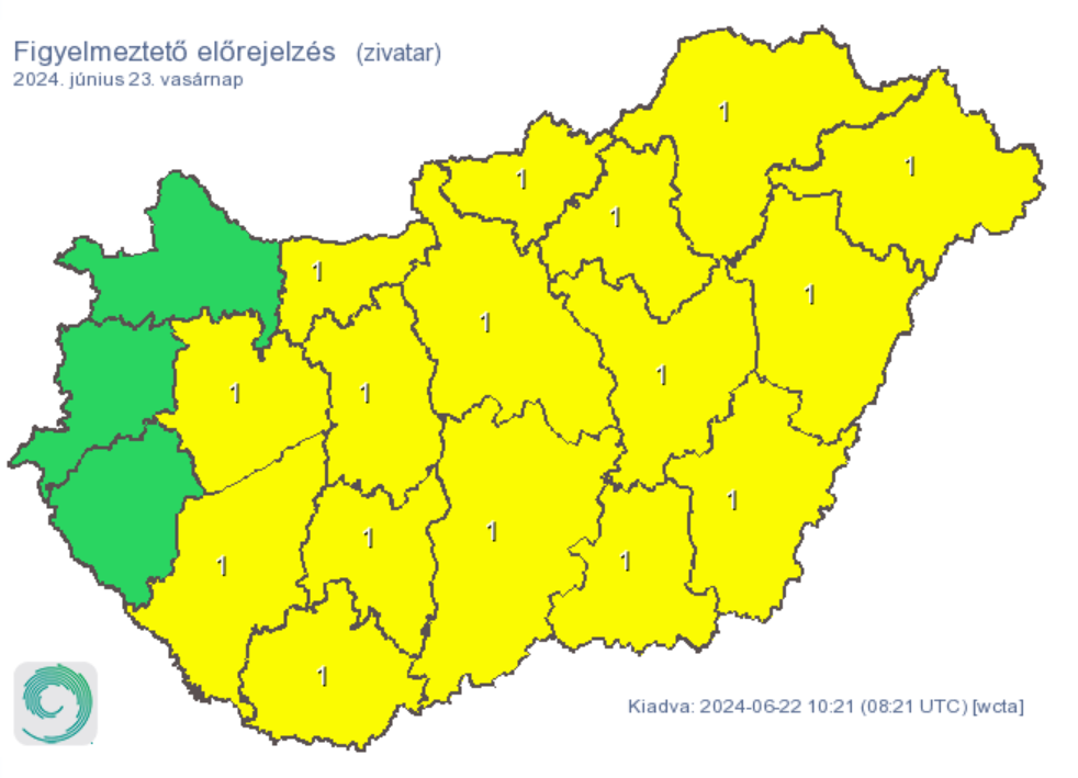 Időjárás előrejelzés riasztás eső csapadék