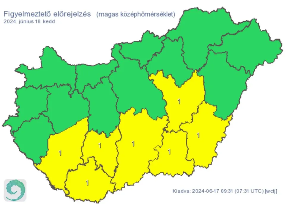Időjárás előrejelzés kánikula hőség riasztás