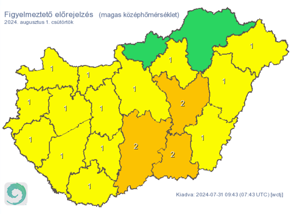 Időjárás riasztás hőség kánikula