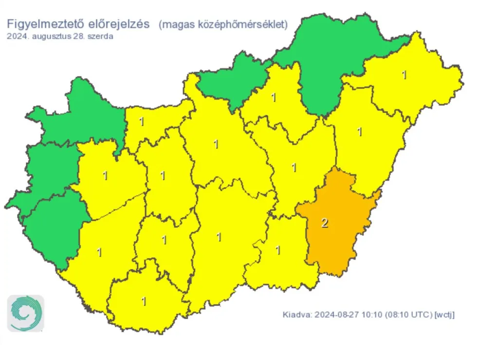 Időjárás meleg kánikula hőség riasztás