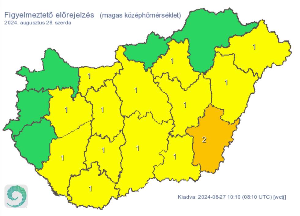 Időjárás meleg kánikula hőség riasztás