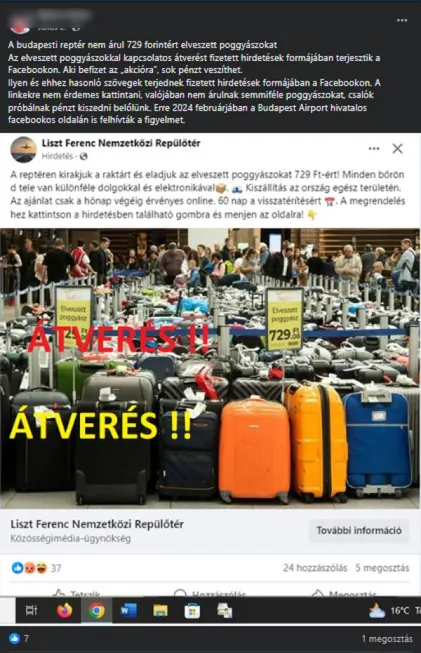 A csalást már többen is kiszúrták, és riadóztatnak miatta a Facebookon /