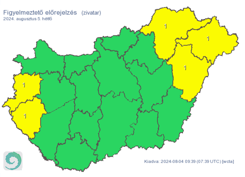 Időjárás zivatar riasztás figyelmeztetés