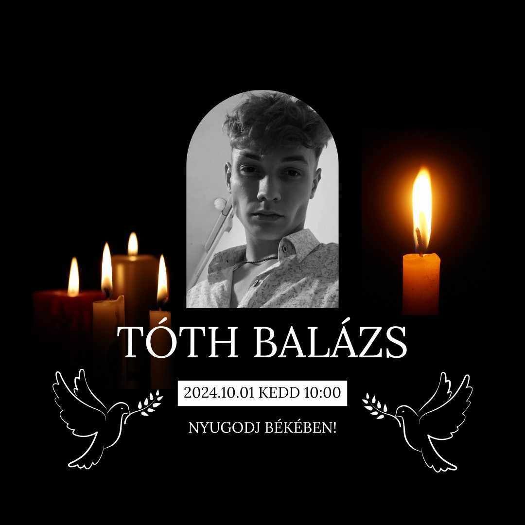 Tóth Balázs temetése kedden, október 1-jén lesz /
