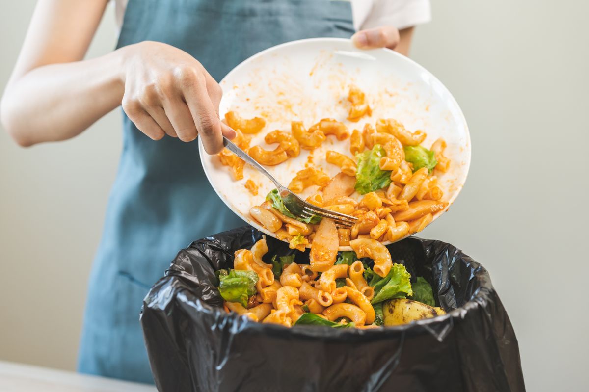 Compost,From,Leftover,Food,Asian,Young,Housekeeper,Woman,,Girl,Hand