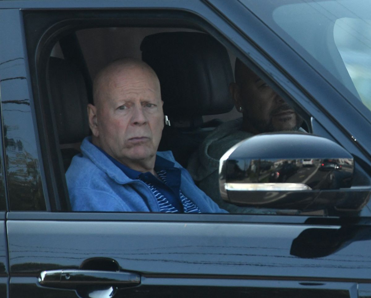 EXCLUSIVE: Bruce Willis is seen while being driven through the streets of Brentwood, Ca