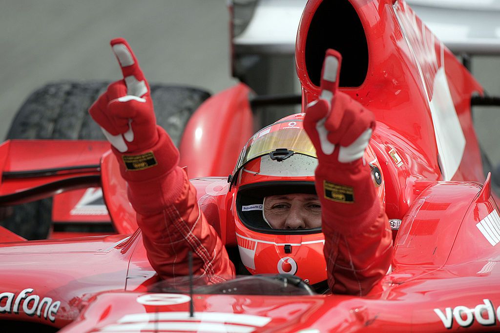 Michael Schumacher ebben a Ferrariban ünnepelte a 2006-os hazai győzelmét