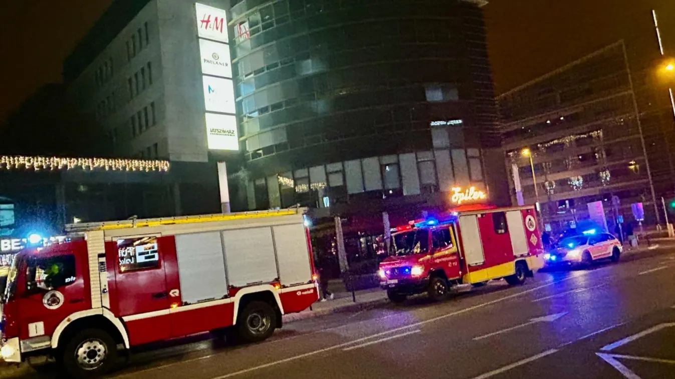 Most érkezett: tűzoltók és mentősök a MOM Parknál, kiürítették a bevásárlóközpontot