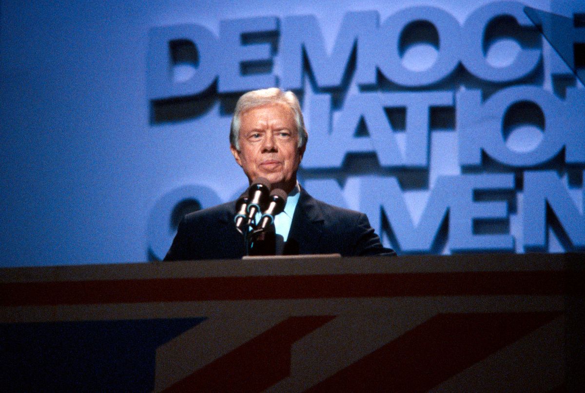 Carter Addresses 1988 Democratic National Convention in Atlanta, Georgia