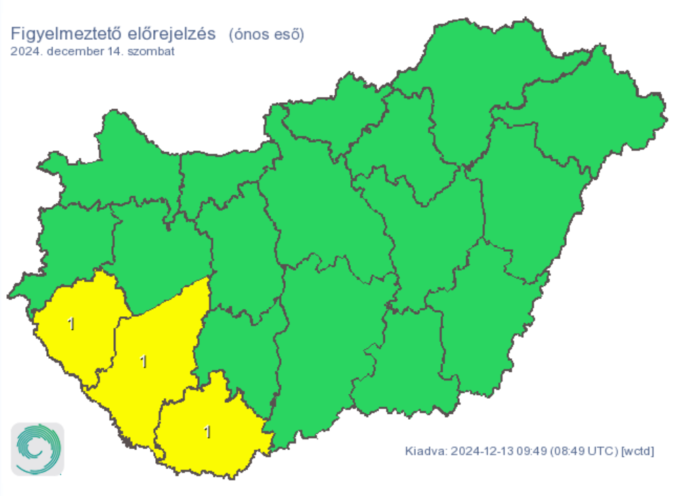 Időjárás előrejelzés riasztás ónos eső