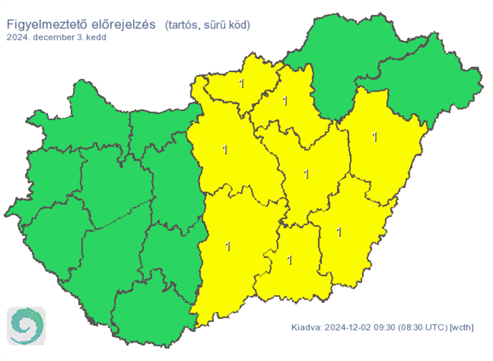 Időjárás előrejelzés sűrű köd