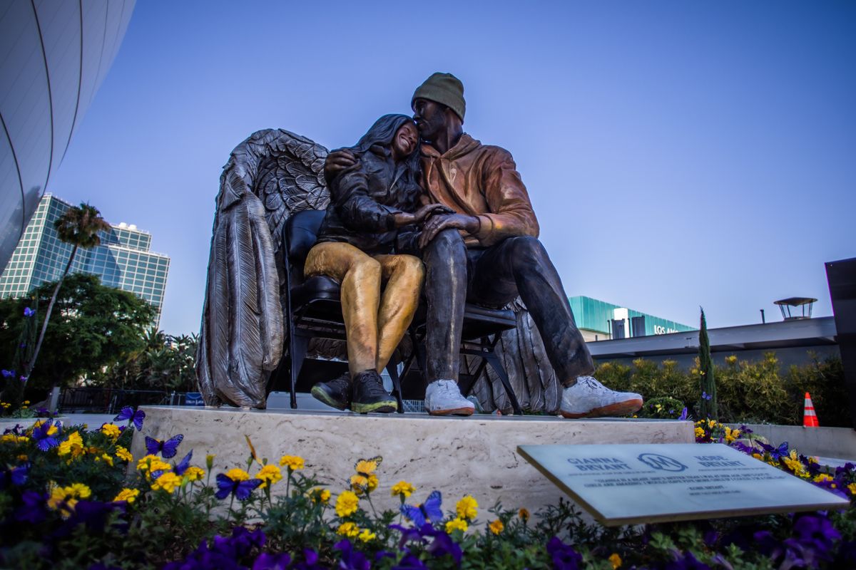 The Los Angeles Lakers Unveil New Statue Honoring Kobe Bryant And His Daughter Gianna Outside Crypto.com Arena