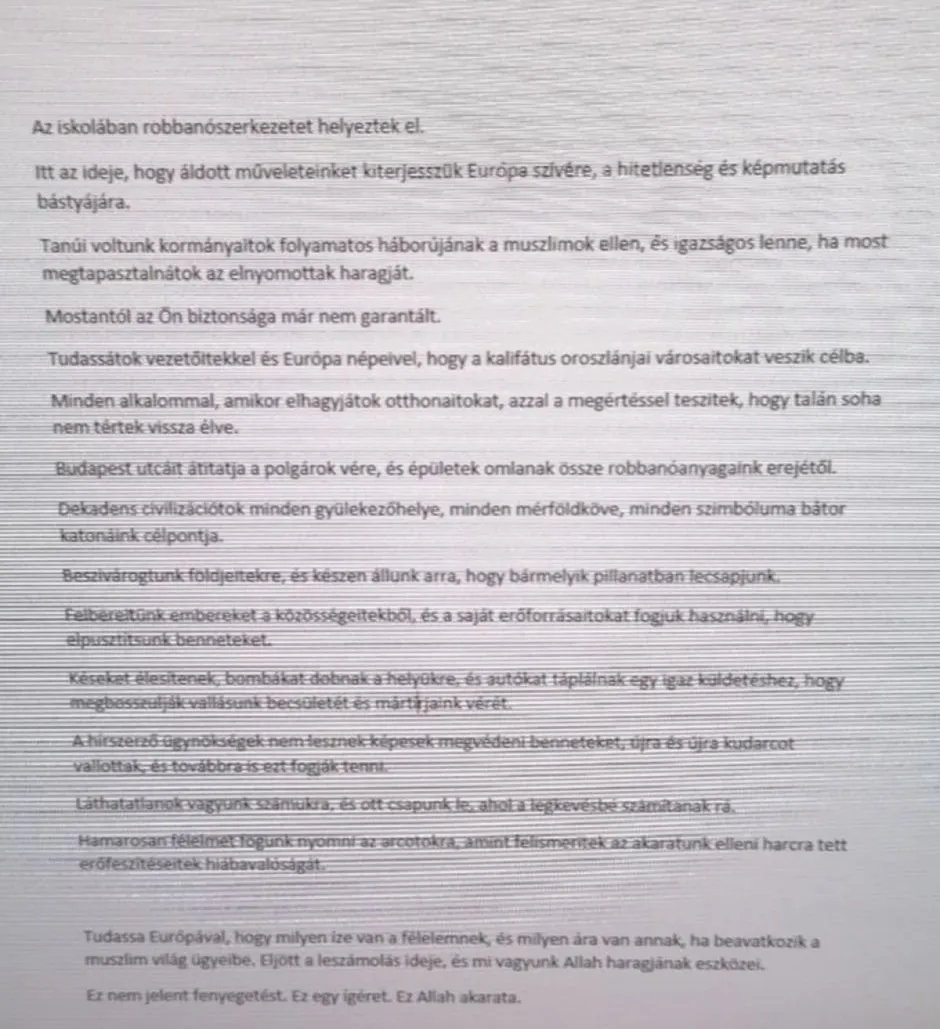 Bohár Dániel Facebook-oldala, fenyegető üzenet.