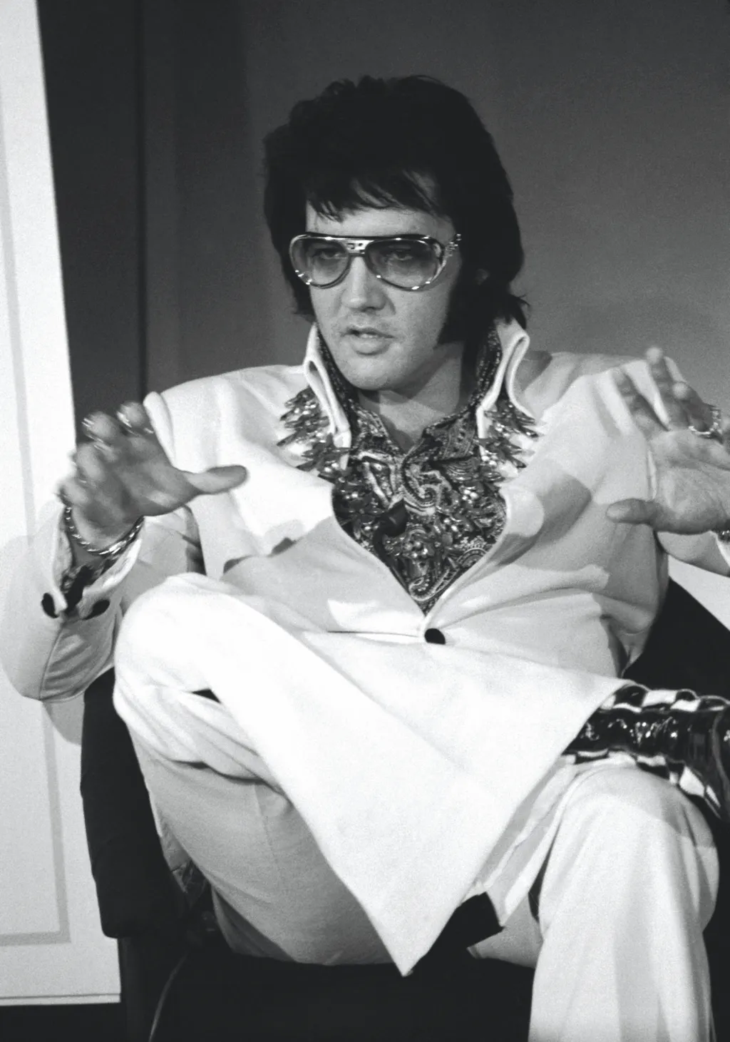 Elvis Presley holds a press conference in Las Vegas