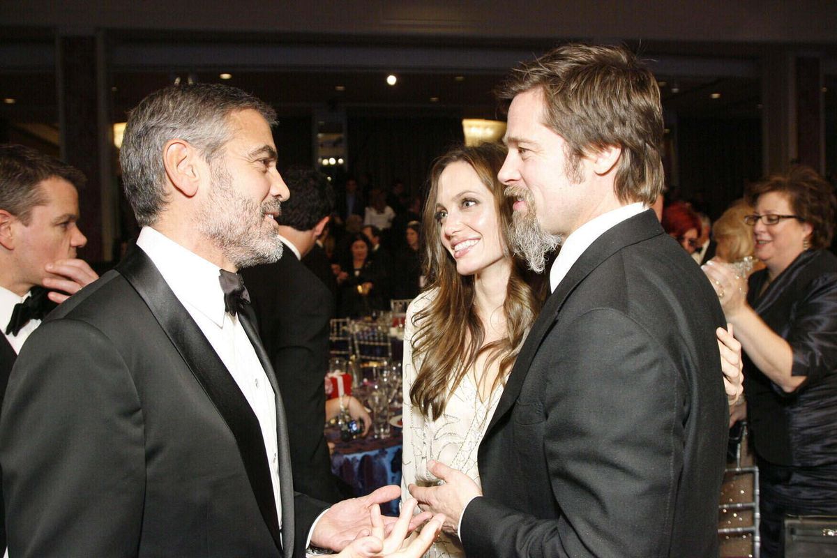 UNICEF Snowflake Ball, Beverly Hills, Los Angeles, America - 10 Dec 2009. Brad Pitt. Geroge Clooney. Angelina Jolie