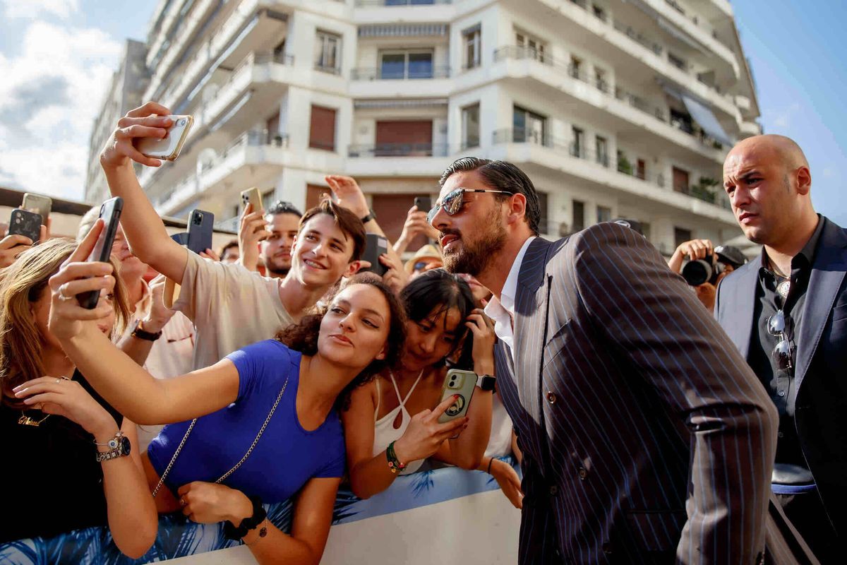 Michele Morrone at the Martinez Hotel during the 75th Cannes Film Festival.