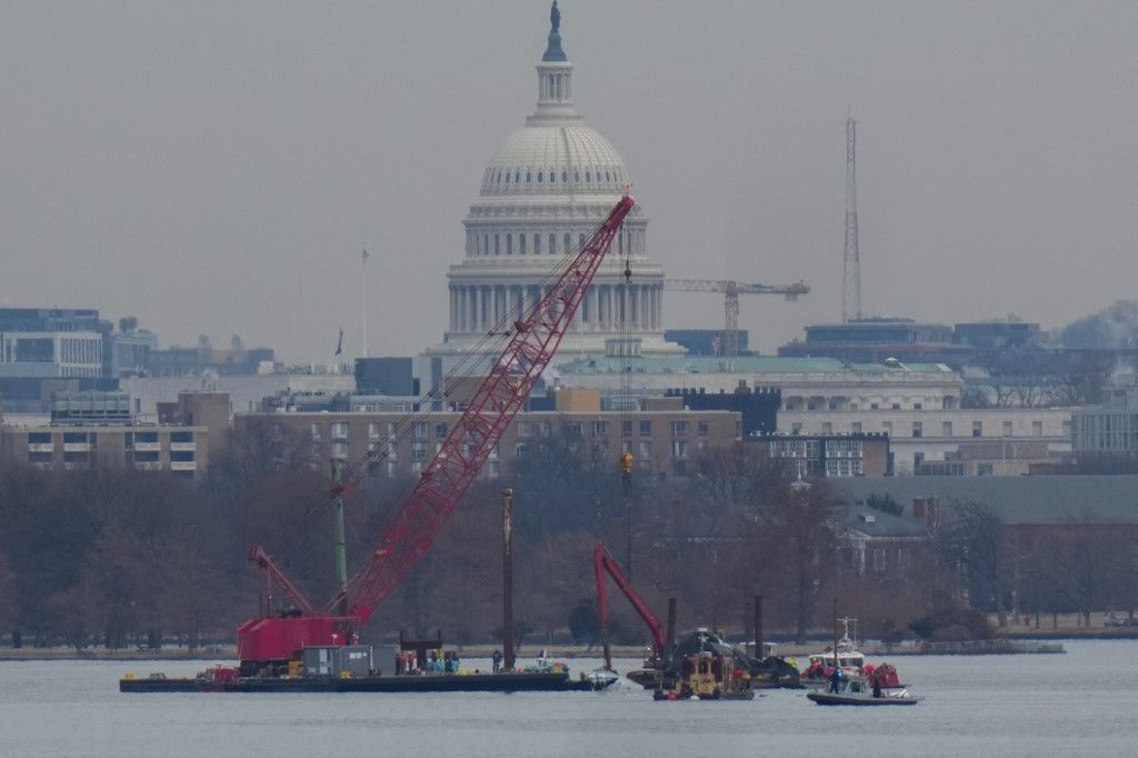 Salvage Crews Work To Recover The American Airlines Jet That Collided With A Blackhawk Helicopter In Washington, D.C.