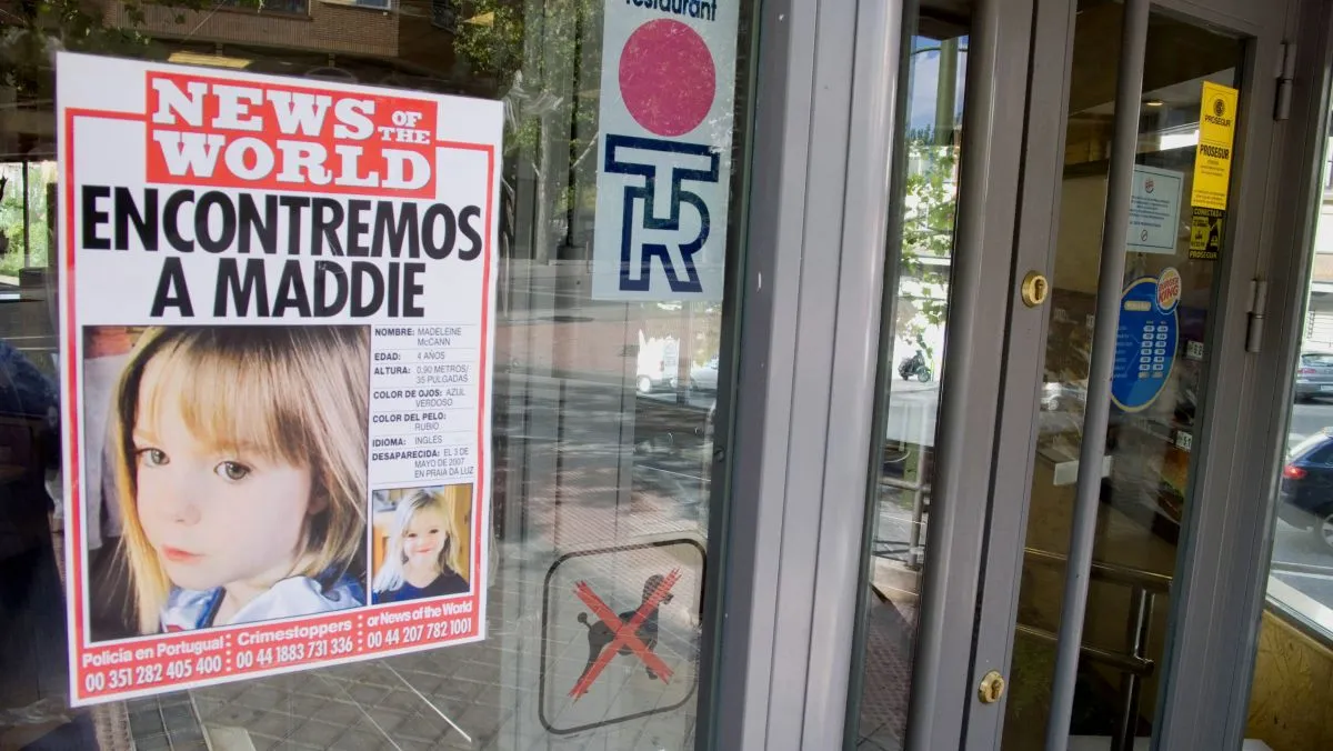 May 12, 2007, Madrid, Spain. Sign of the looking for Madeleine McCann, the girl disappeared in Portugal.