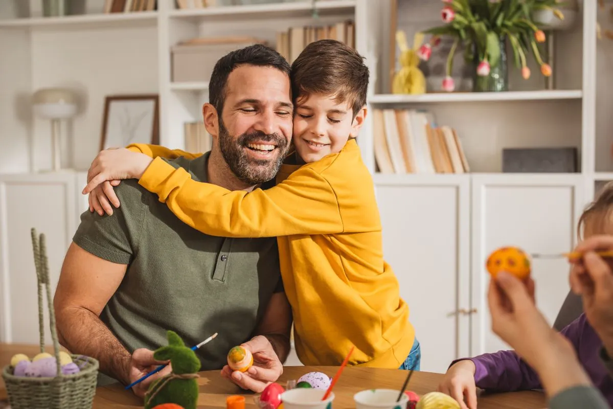 Happy family preparing Easter at home