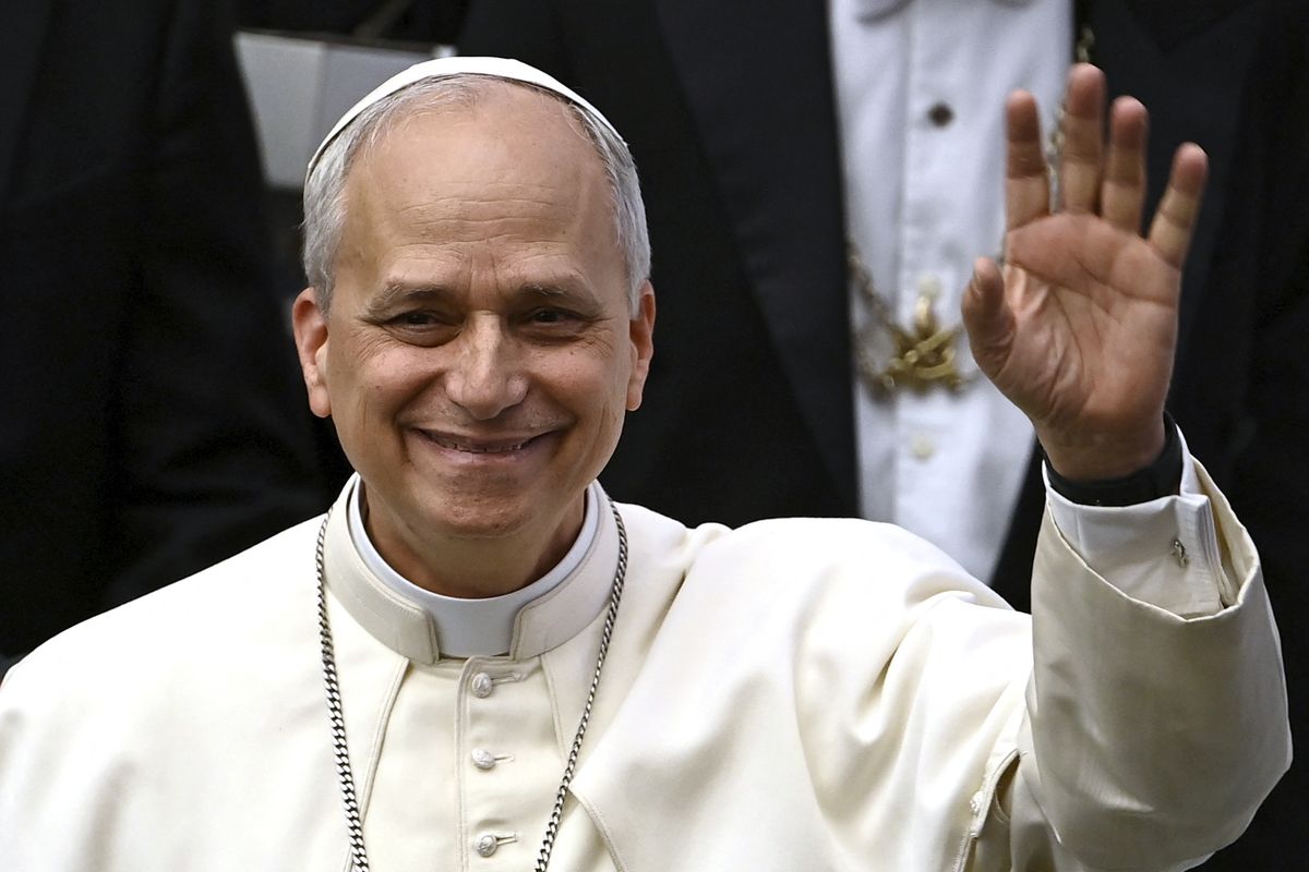 Pope Leo XIV attends an audience to journalists in Vatican