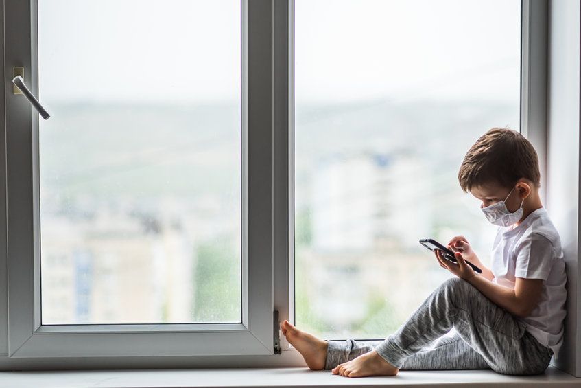 gyerek, telefon, számítógép, laptop, digitális