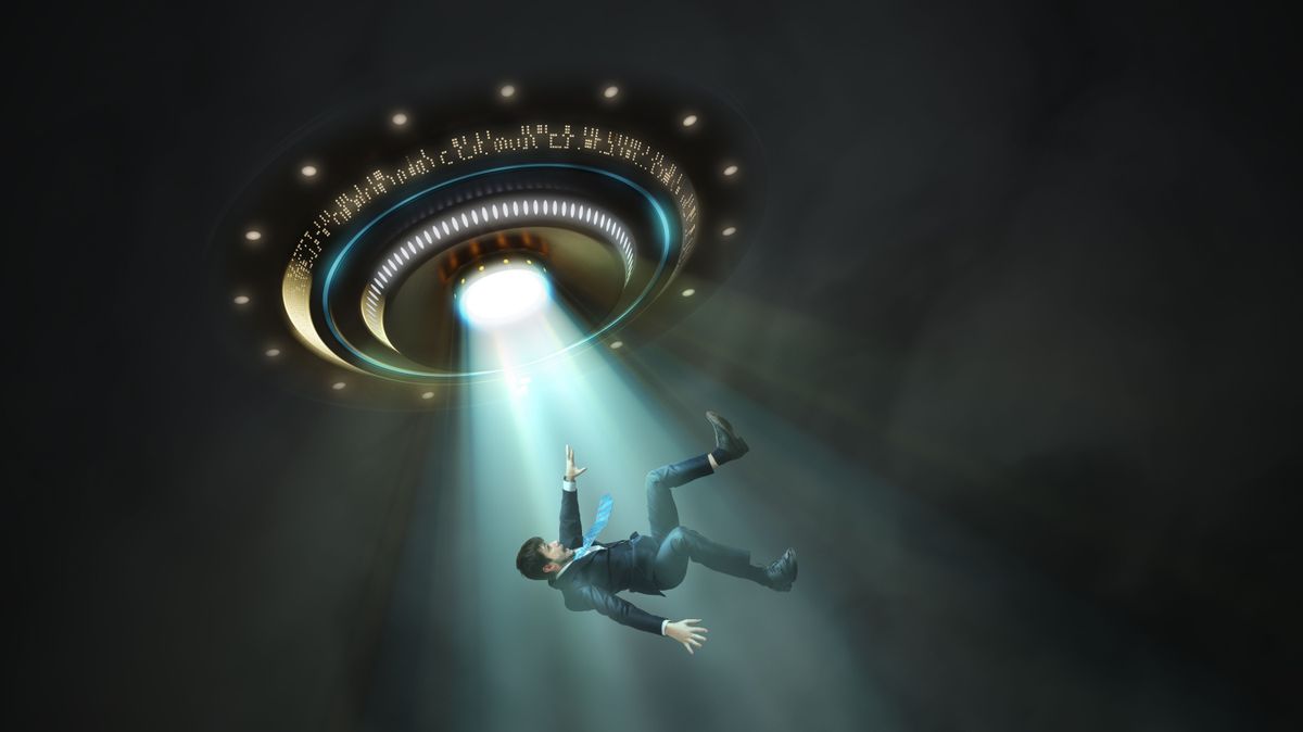 Alien,Abduction,Concept.,Young,Man,Is,Abducted,By,Ufo.